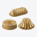 Produktbild fr '3-teiliges Gussaluminium  Backformen-Set Lotusblte, Charlotte, Wellen-Rechteck'