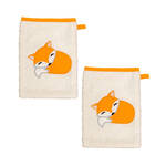 Produktbild fr '2er-Set Waschhandschuhe mit niedlicher Fuchs-Applikation'