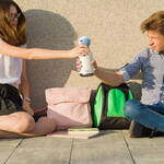 Produktbild fr 'Isolierte Kindertrinkflasche Schaf mit Strohhalm, 460 ml'