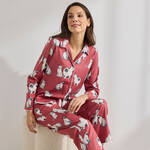 Produktbild f�r 'Damen-Pyjama mit Katzen-Motiv - Bordeaux, Gr��e 36-54'