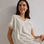 Produktbild f�r 'Damen-Kurzarm-Nachthemd - dezent gestreift, Gr��e 36-48'