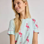 Produktbild f�r 'Damen-Nachtw�sche-Schlafshirt mit Flamingo-Allover'