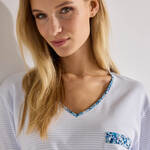 Produktbild f�r 'Gestreiftes Nachthemd mit Liberty-Blumenstoff, Gr��e 36-48'