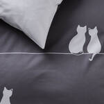 Produktbild f�r 'Mako-Satin-Kissenbezug You & Me mit Katzenstickerei, 40/80 cm'