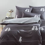 Produktbild f�r 'Mako-Satin-Kissenbezug You & Me mit Katzenstickerei, 40/80 cm'