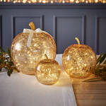Produktbild f�r 'Dekorativer goldfarbener Glasapfel mit LED-Beleuchtung'