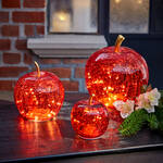 Produktbild f�r 'Dekorativer roter Glasapfel  mit LED-Beleuchtung, Glas Apfel, LED Lichterkette, Apfellampe'
