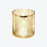 Produktbild f�r 'Effektvolles Glas-Windlicht mit Golddekor, Teelicht, Windlichtglas, Tischdeko'