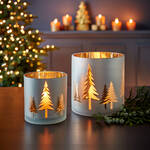 Produktbild f�r 'Glas-Windlicht mit Tannen-Motiv, � 20 x 20 cm h'