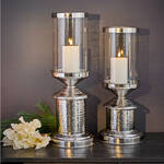 Produktbild f�r 'Glas-Windlicht mit silberfarbenen Akzenten, Edelstahl, Glas'