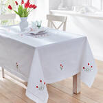 Produktbild fr 'Handbestickte Hohlsaum-Tischdecke mit feinen Tulpen, Tischwsche, Tischtuch, Blumen Motiv Tischwsche'
