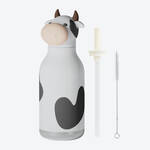 Produktbild fr 'Isolierte Kindertrinkflasche Kuh mit Strohhalm, 460 ml'