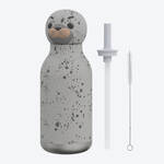 Produktbild fr 'Isolierte Kindertrinkflasche Robbe mit Strohhalm, 460 ml'