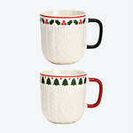 Produktbild fr 'Kaffeebecher 2er-Set mit Weihnachtsmotiv - Porzellan, Wei/Rot/Grn, 345 ml'