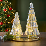 Produktbild fr 'LED-Weihnachtsbaum - silberfarbene Glastanne mit innenliegender LED-Lichterkette, Batteriebetrieb'
