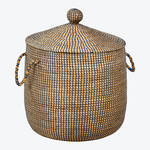 Produktbild fr 'Lambert Korb Trian - Seegras, /H ca. 36/31 cm, Natur/ Blau'