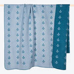Produktbild fr 'Maritimes Kuschelplaid im frischen Wende-Look, Decke, Sommerdecke, Kuscheldecke, Baumwolldecke'