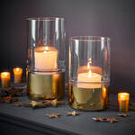 Produktbild f�r 'Modernes Glas-Windlicht mit goldenem Akzent'