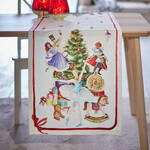 Produktbild fr 'Nobler Leinen-Tischlufer mit weihnachtlichen Nussknacker-Motiven, Tischdecke, Tafeldecke, Tischwsche, Tischlufer'