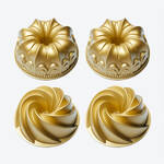 Produktbild fr 'Superleitfhige Mini Guss-Backformen fr detailreiche Spiral- und Lilienblte-Kuchen, 4er Set'