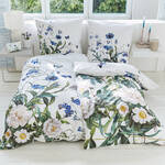 Produktbild fr 'Wende-Bettwsche-Set aus Bio Baumwoll-Satin – Bltenmuster blau-wei'