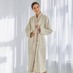 Produktbild fr 'Zweifarbig gemusterter Jacquard-Bademantel im Kimono-Stil'