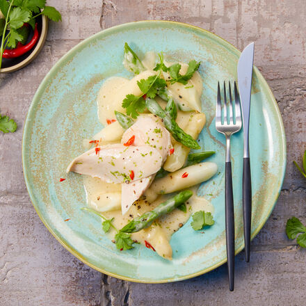 Produktbild fr '  In Kokosmilch pochierte Low Carb Geflgelbrust mit Spargel'