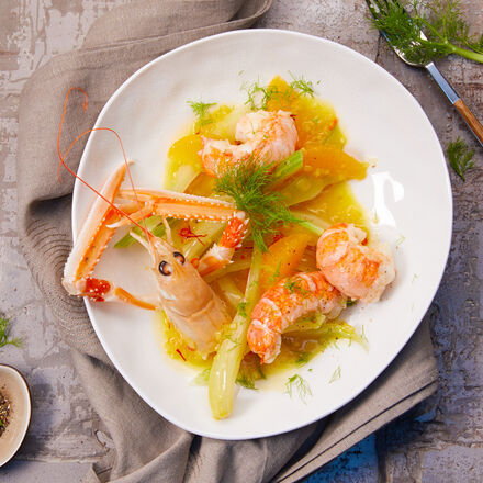 Produktbild fr '  Low Carb Fenchel mit Scampi in Orangen-Safransauce'