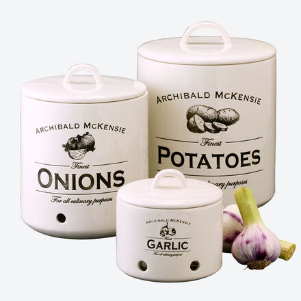 Vorratstopf 3tlg.-Set: Kartoffel, Zwiebel, Knoblauch