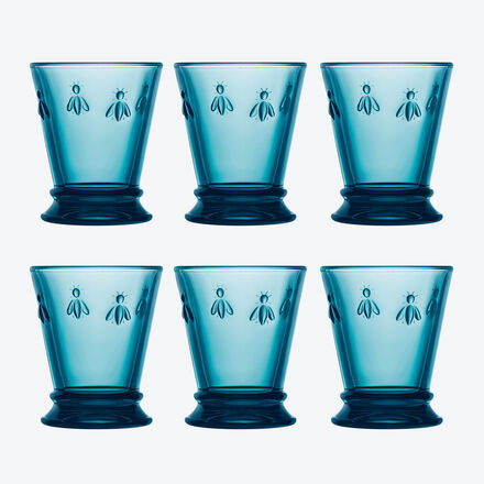 Wassergläser Biene, 6 Stück, 270 ml, 10 cm hoch, Dunkelblau