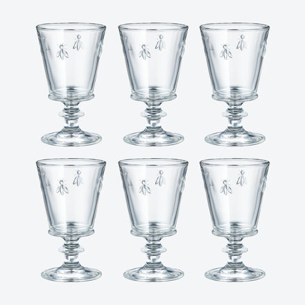 6er Set Weingläser Bienen, Klar, 14 cm hoch, 240 ml