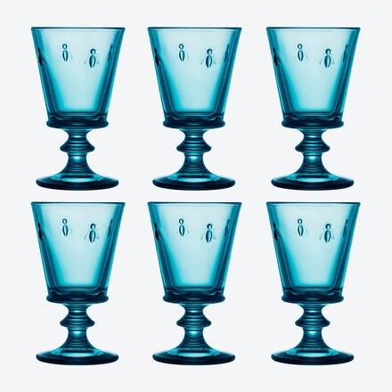 Weingläser Biene, 6 Stück, 240 ml, 14 cm hoch, Dunkelblau