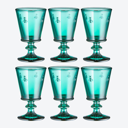 6er Set Weingläser Bienen, Türkis, 14 cm hoch, 240 ml