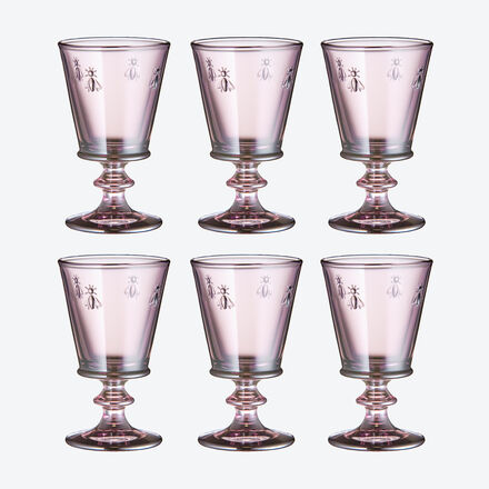 6er Set Weingläser Bienen, Violett, 14 cm hoch, 240 ml