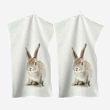 Leinen-Geschirrtuch Hase - 100 % Leinen, Digitaldruck, 50 x 70 cm, robuste Qualität, langlebig, maschinenwaschbar bei 30 °C, hochwertig verarbeitet