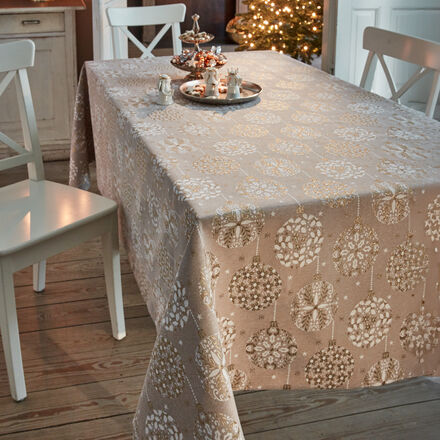 Tischdecke Christbaumkugeln, 130 x 170 cm, gold