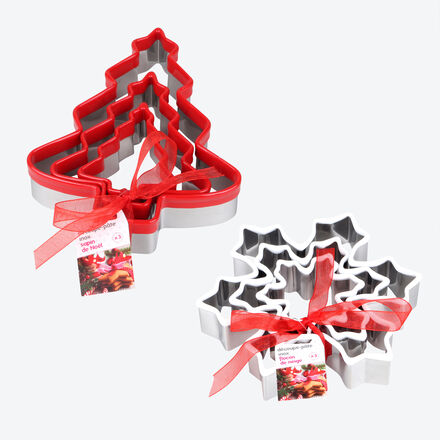 Ausstechformen-Set 6-tlg. - Klassische Weihnachtsmotive, Metall mit Silikonrand, 2 Motive in je 3 Größen