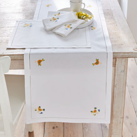 Tischläufer Bunte Hühner Stickerei, 50 x 150 cm