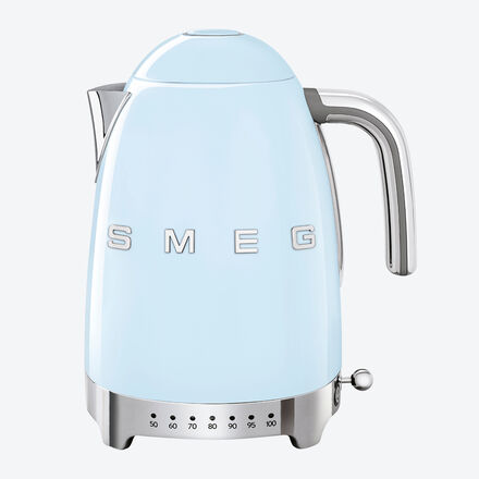 SMEG Wasserkocher - Hellblau, 50's Retro-Style, 22 x 17 x 28 cm, 1,7 l, 2.400W, 50-100 °C, Keep-Warm-Funktion, Soft-Opening, akustisches Signal