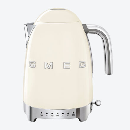 SMEG Wasserkocher - Creme, 50's Retro-Style, 22 x 17 x 28 cm, 1,7 l, 2.400W, 50-100 °C, Keep-Warm-Funktion, Soft-Opening, akustisches Signal