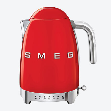 SMEG Wasserkocher - Rot, 50's Retro-Style, 22 x 17 x 28 cm, 1,7 l, 2.400W, 50-100 °C, Keep-Warm-Funktion, Soft-Opening, akustisches Signal