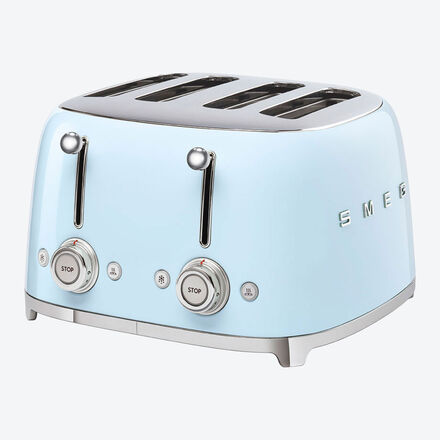 SMEG 4-Schlitz-Toaster - Retro 50's Style, Hellblau, 2.000 W, Kunststoff/Metallkorpus, 33 x 30 x 20 cm, rutschfeste Füße, Kabelaufwicklung, 1 m Kabel