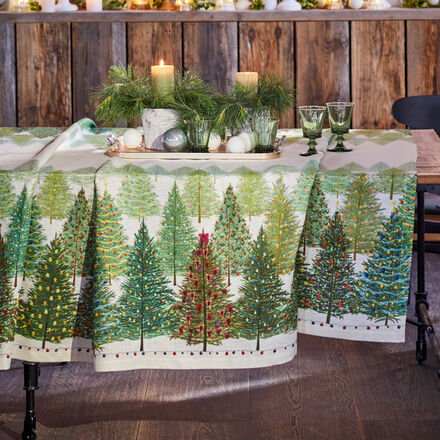 Tischdecke Weihnachtsbäume, 170 x 170 cm