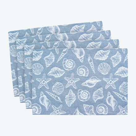 Jacquard Tischset Muschel, Blau, 35 x 50 cm, 4 Stück