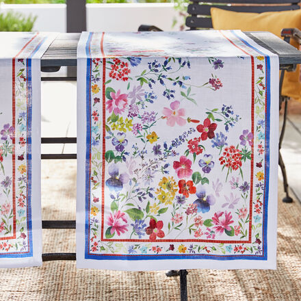 Tischläufer Primel, 45 x 170 cm, 100 % Leinen, waschbar bei 40 °C