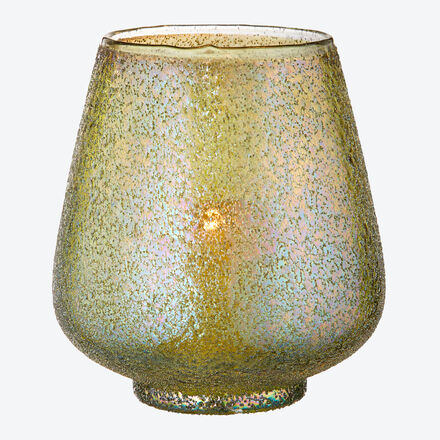 Windlicht Struktur grün, groß, Ø 19 x 22,5 cm hoch