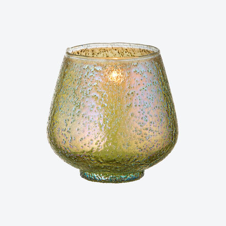 Windlicht Struktur grün, klein, Ø 14 x 14 cm hoch