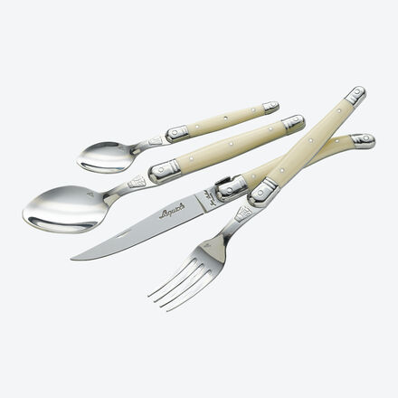 Klassisches Laguiole Besteck, 4-teilig, Elfenbein