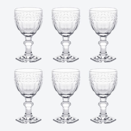 6er-Set Weinglas Lorbeerdekor, klar, 300 ml