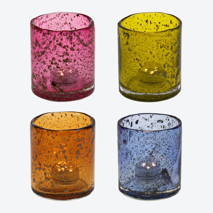 4er-Set Windlichter Regenbogen, Ø 7 x 8 cm